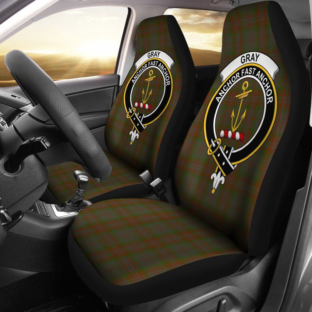 Gray Clan Badge Classic Tartan Car Seat Cover