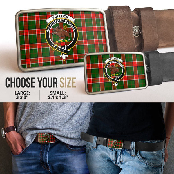 Pollock Modern Clan Badge Classic Tartan Belt Buckle