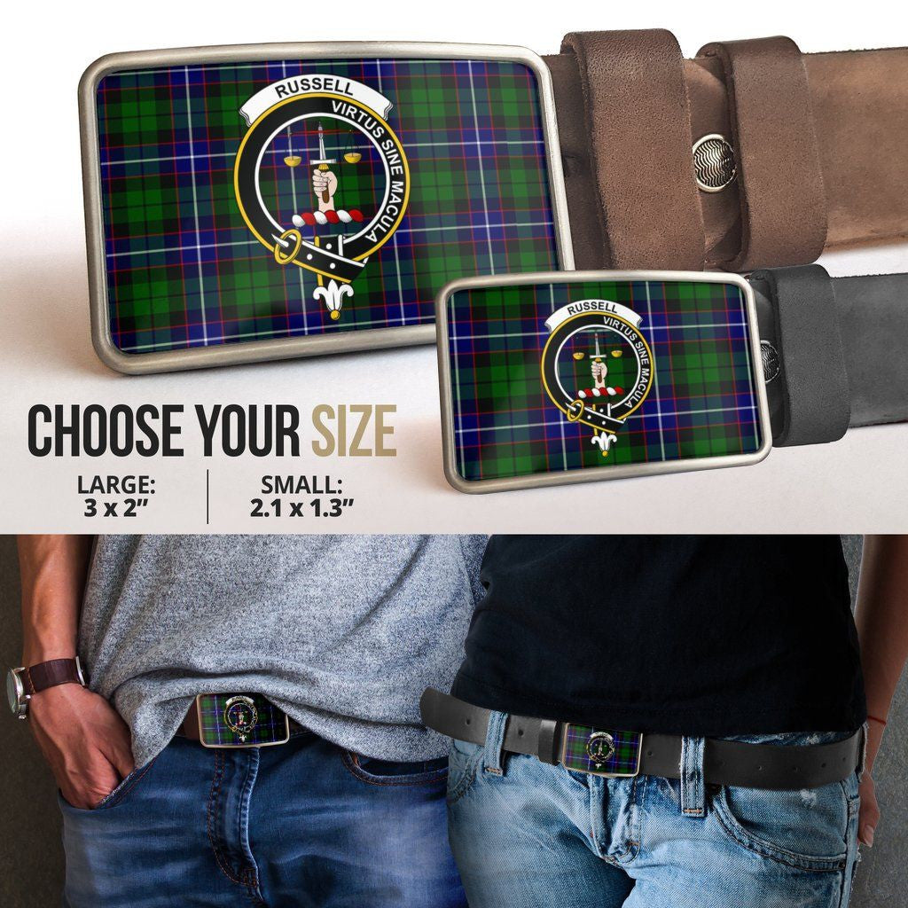 Russell Clan Badge Classic Tartan Belt Buckle