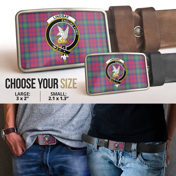 Lindsay Ancient Clan Badge Classic Tartan Belt Buckle