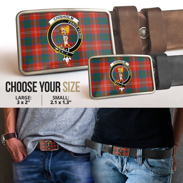 Chisholm Ancient Clan Badge Classic Tartan Belt Buckle