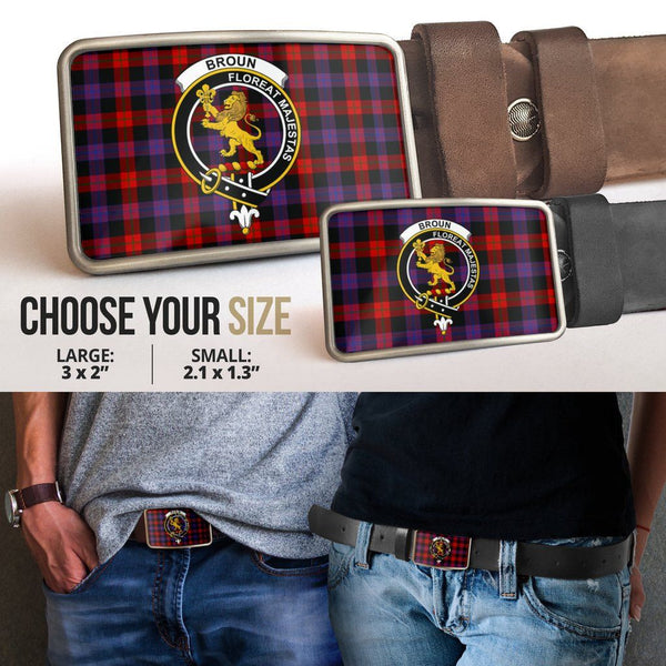 Broun Modern Clan Badge Classic Tartan Belt Buckle