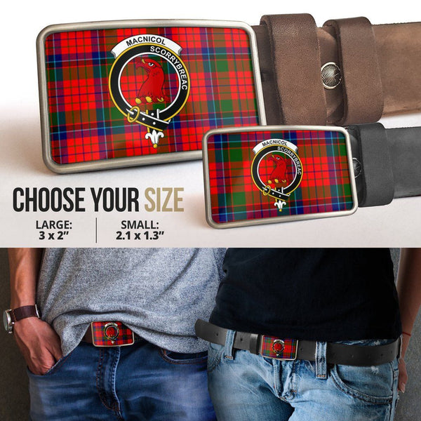 MacNicol (of Scorrybreac) Clan Badge Classic Tartan Belt Buckle