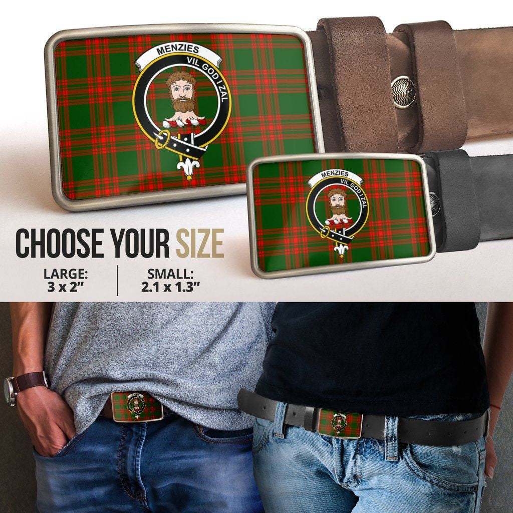 Menzies Green Modern Clan Badge Classic Tartan Belt Buckle