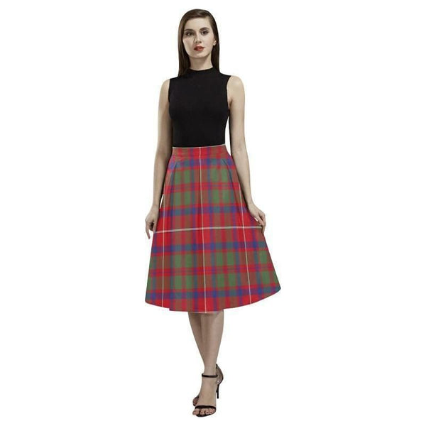 Shaw Red Modern Tartan Classic Aoede Crepe Skirt