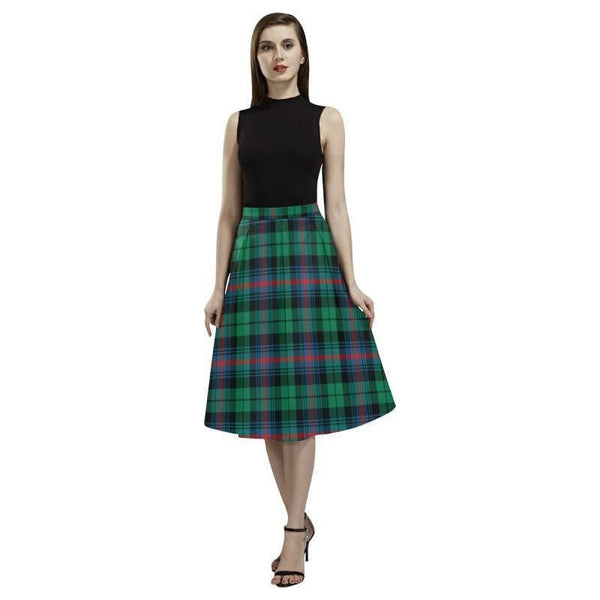 Urquhart Broad Red Ancient Tartan Classic Aoede Crepe Skirt