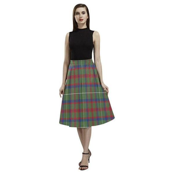 Shaw Green Modern Tartan Classic Aoede Crepe Skirt