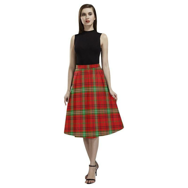 Morrison Red Modern Tartan Classic Aoede Crepe Skirt