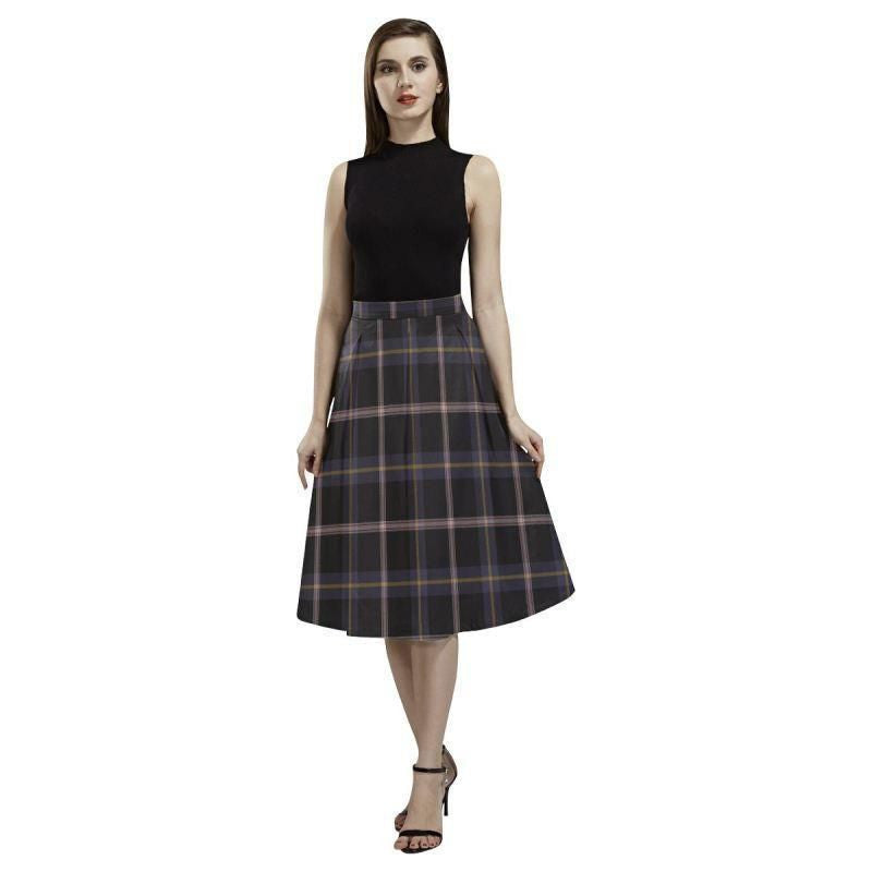 Navy Dress Blue Tartan Classic Aoede Crepe Skirt