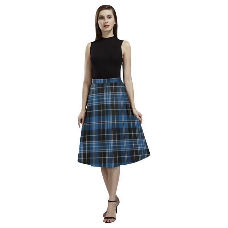 Clergy Blue Tartan Classic Aoede Crepe Skirt