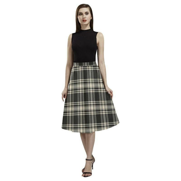 Menzies Black White Ancient Tartan Classic Aoede Crepe Skirt