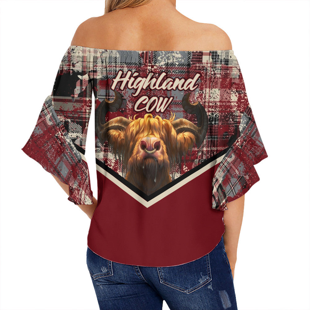 Scotland Tartan Grunge Plaid Off Shoulder Wrap Waist Top