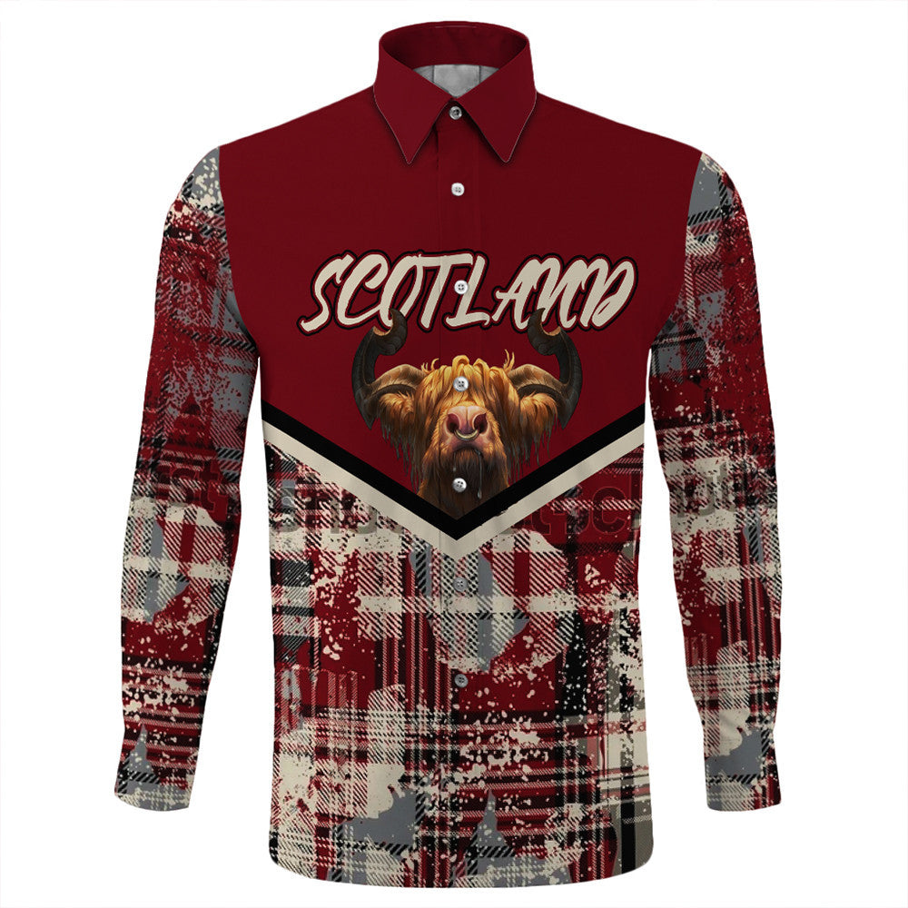 Scotland Tartan Grunge Plaid Long Sleeve Button Shirt | Celticprime.com