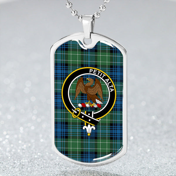 Abercrombie Ancient Clan Badge Classic Tartan Dog Tag Necklace