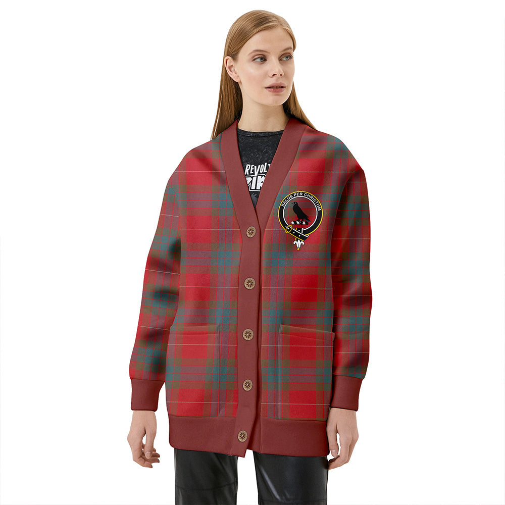 Abernethy Weathered Clan Badge Tartan V-neck Cardigan