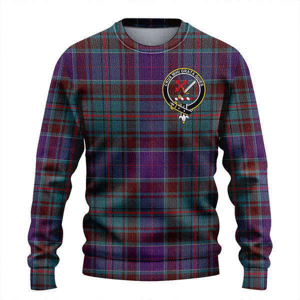 Adam Weathered Clan Badge Tartan Knitted Sweater