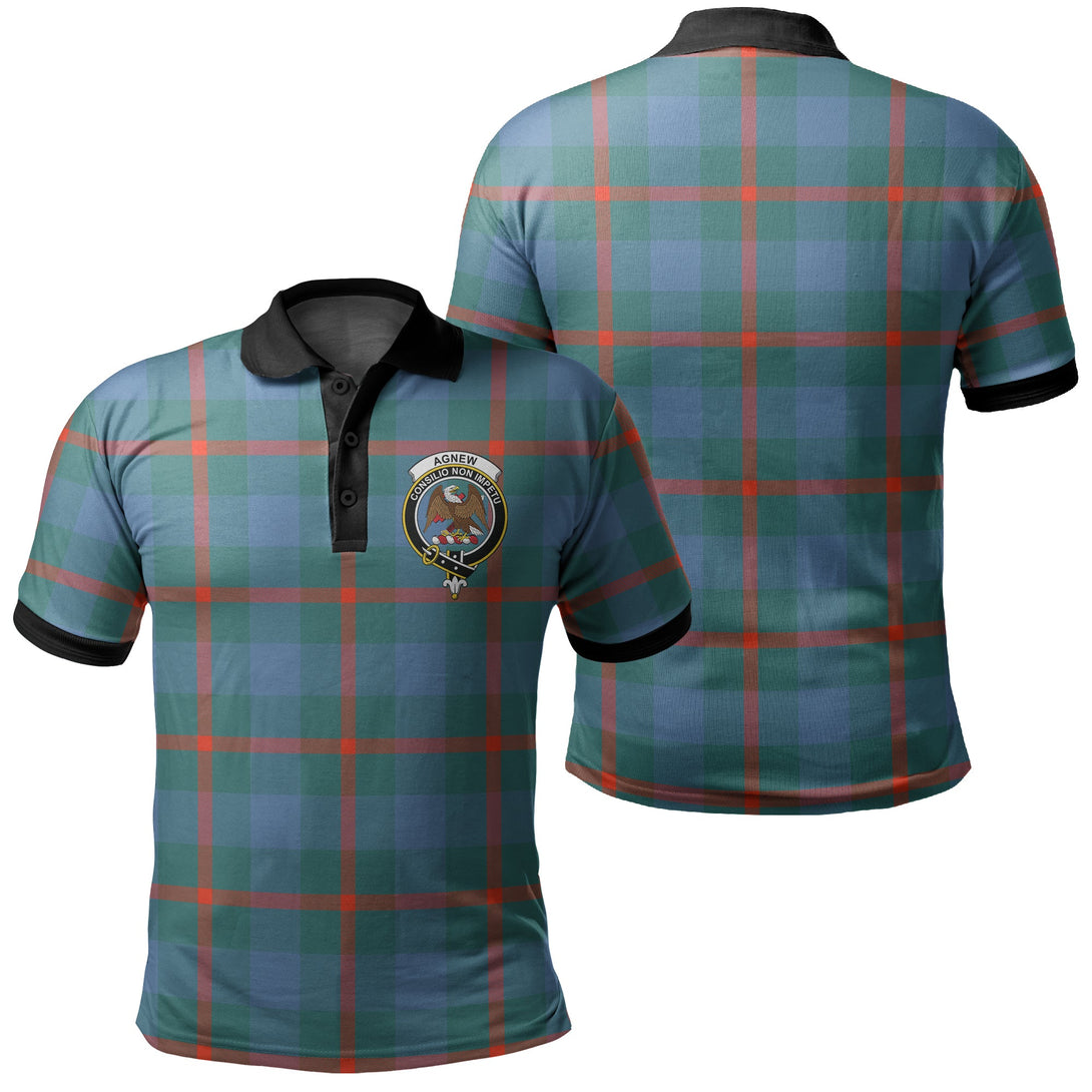 Agnew Ancient Tartan Crest Polo Shirt Black Neck 2 Style