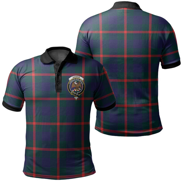 Agnew Modern Tartan Crest Polo Shirt Black Neck 2 Style