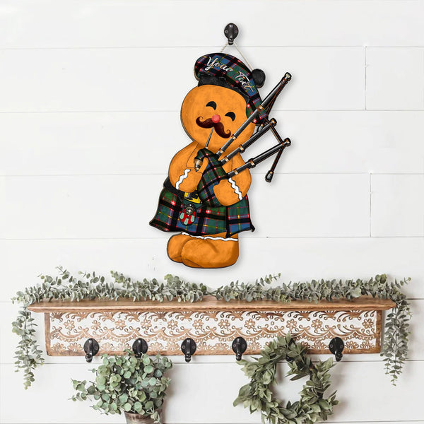 Aikenhead Crest Tartan Wooden Sign Gingerbread Bagpipe Personalized