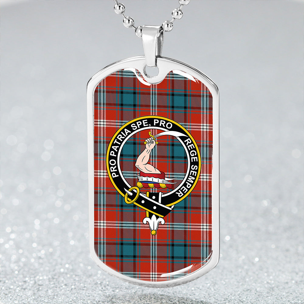 Ainslie 1992 Modern Clan Badge Classic Tartan Dog Tag Necklace