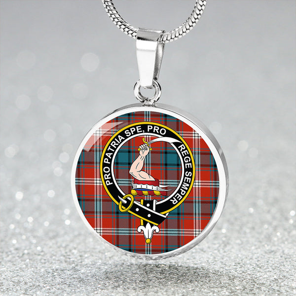 Ainslie 1992 Ancient Clan Badge Tartan Classic Circle Necklace