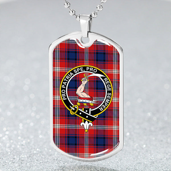 Ainslie 1992 Weathered Clan Badge Classic Tartan Dog Tag Necklace