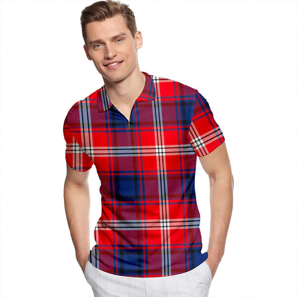 Ainslie 1992 Modern Tartan Classic Lapel Zip Short Sleeve Polo