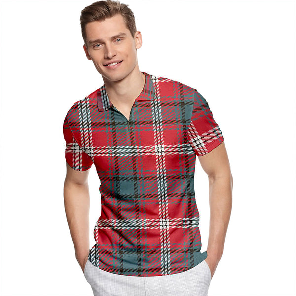 Ainslie 1992 Weathered Tartan Classic Lapel Zip Short Sleeve Polo