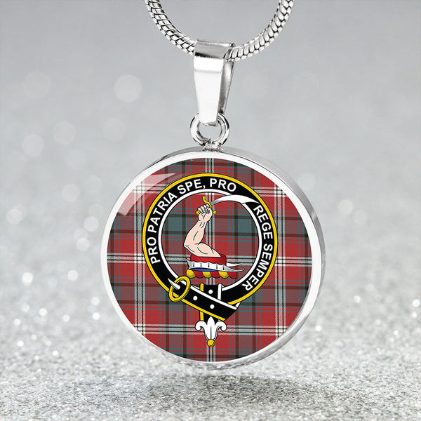 Ainslie 1992 Weathered Clan Badge Tartan Classic Circle Necklace