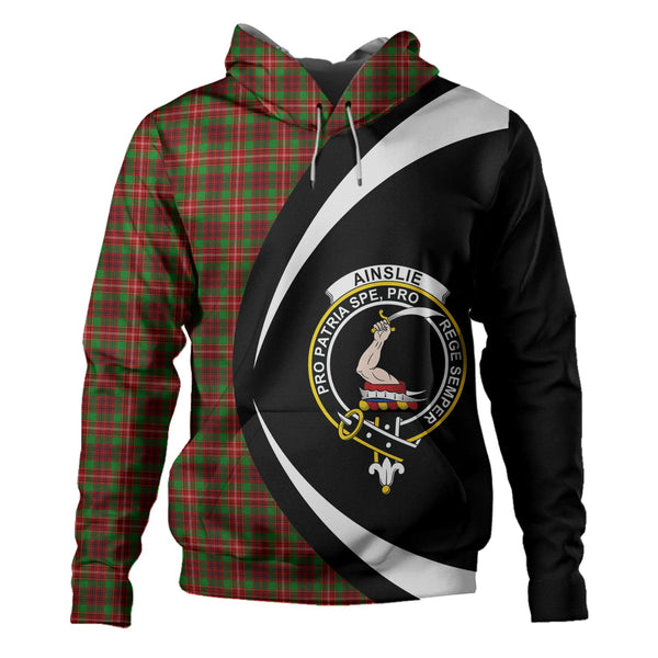 Ainslie Clan Badge Tartan Hoodie Circle Style