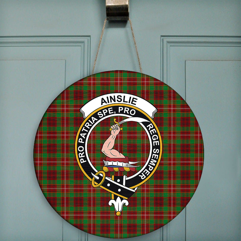 Ainslie Tartan Classic Crest Round Wooden Sign