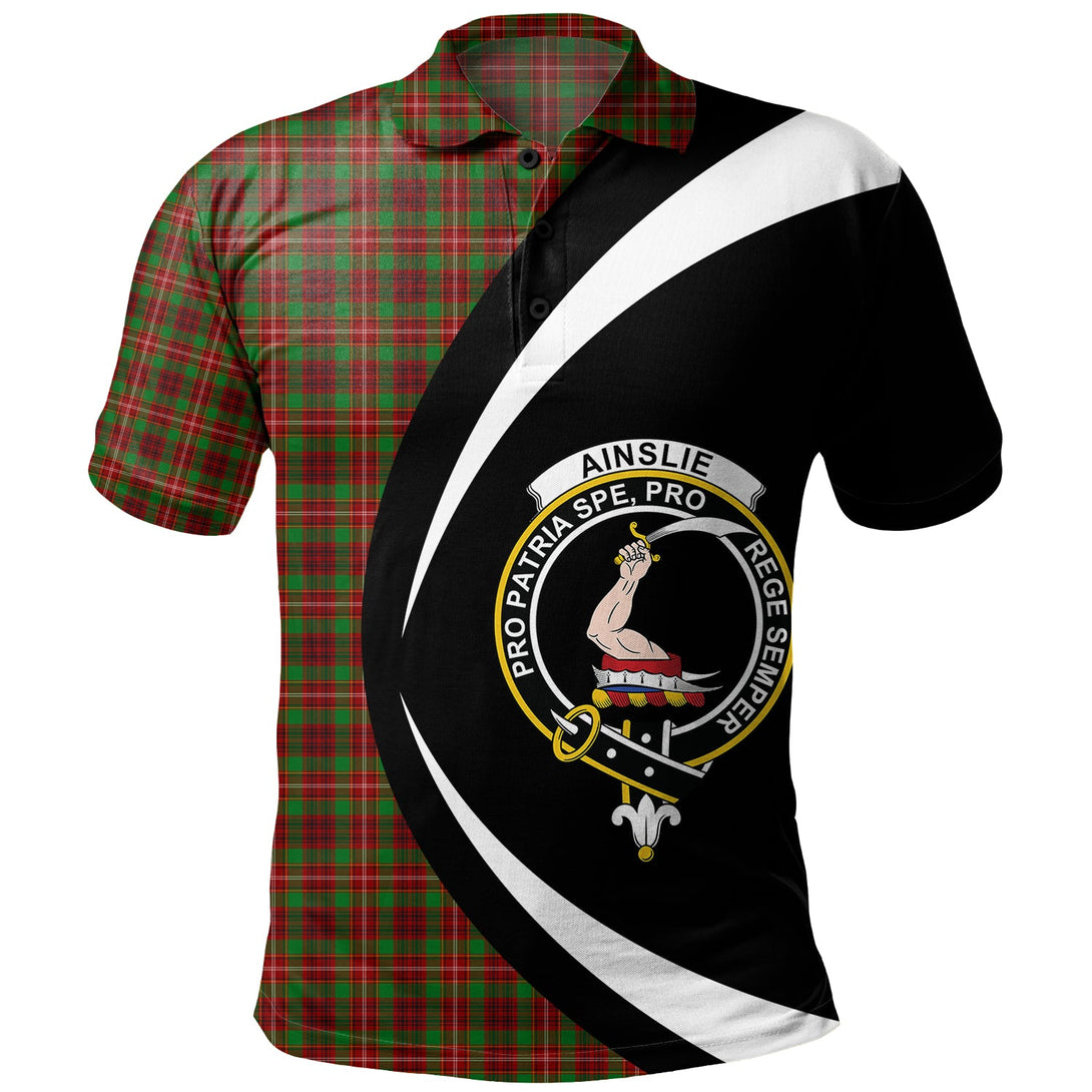 Ainslie Clan Badge Tartan Polo Shirt Circle Style Personalized