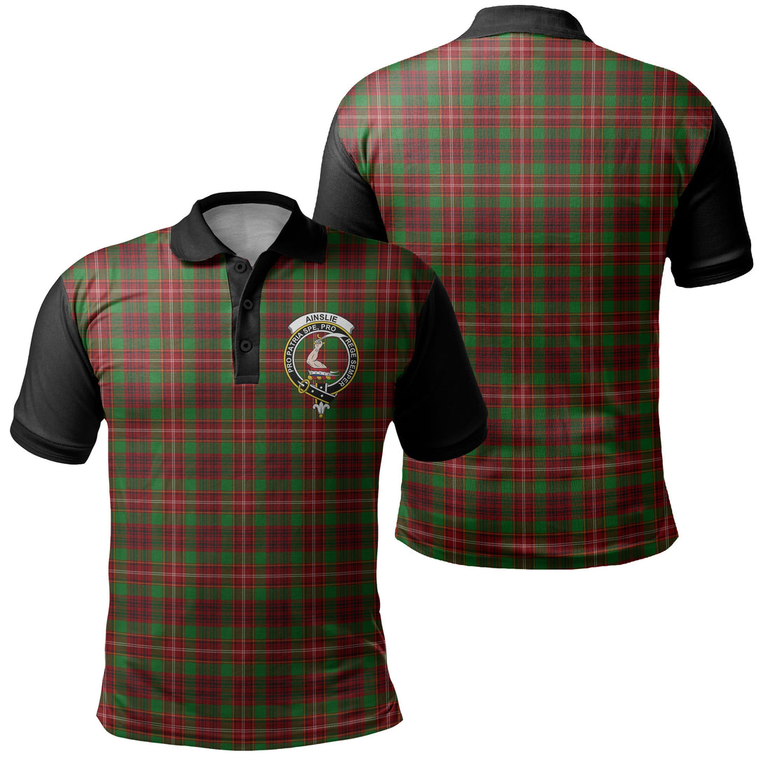 Ainslie Tartan Crest Polo Shirt Black Neck 1 Style