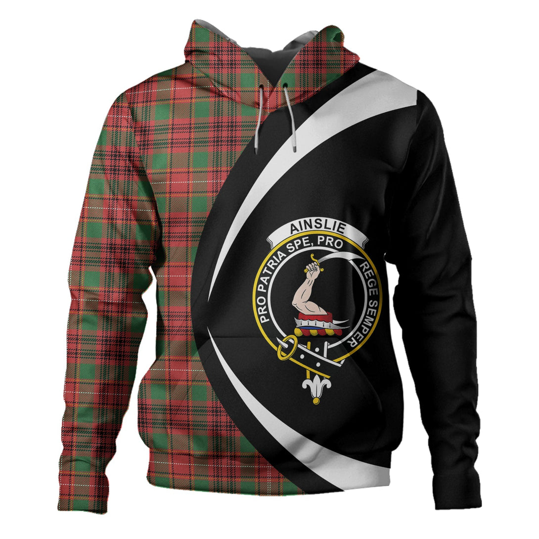 Ainslie Ancient Clan Badge Tartan Hoodie Circle Style