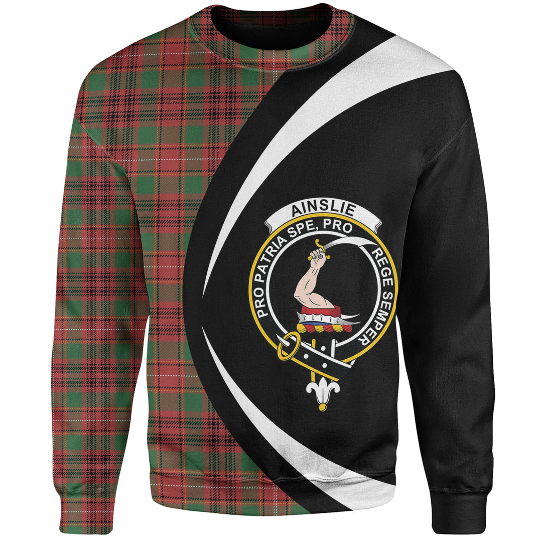 Ainslie Ancient Clan Badge Tartan Sweatshirt Circle Style Personalized