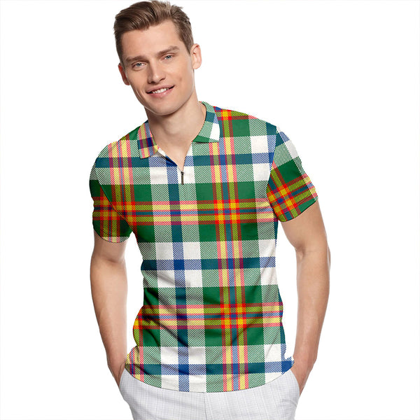 Ainslie Lake Ancient Tartan Classic Lapel Zip Short Sleeve Polo