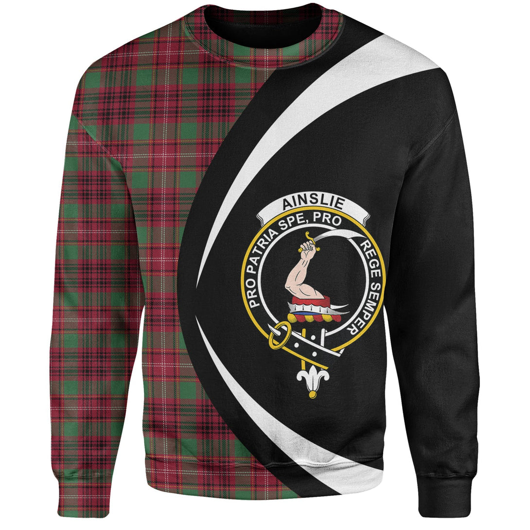 Ainslie Modern Clan Badge Tartan Sweatshirt Circle Style Personalized