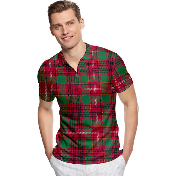 Ainslie Modern Tartan Classic Lapel Zip Short Sleeve Polo