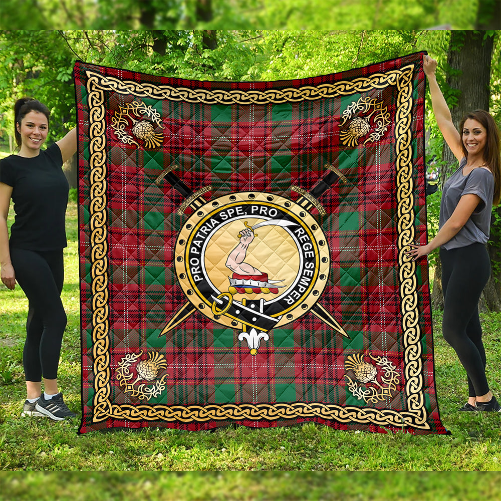 Ainslie Weathered Clan Badge Tartan Premium Quilt Celtic Shield