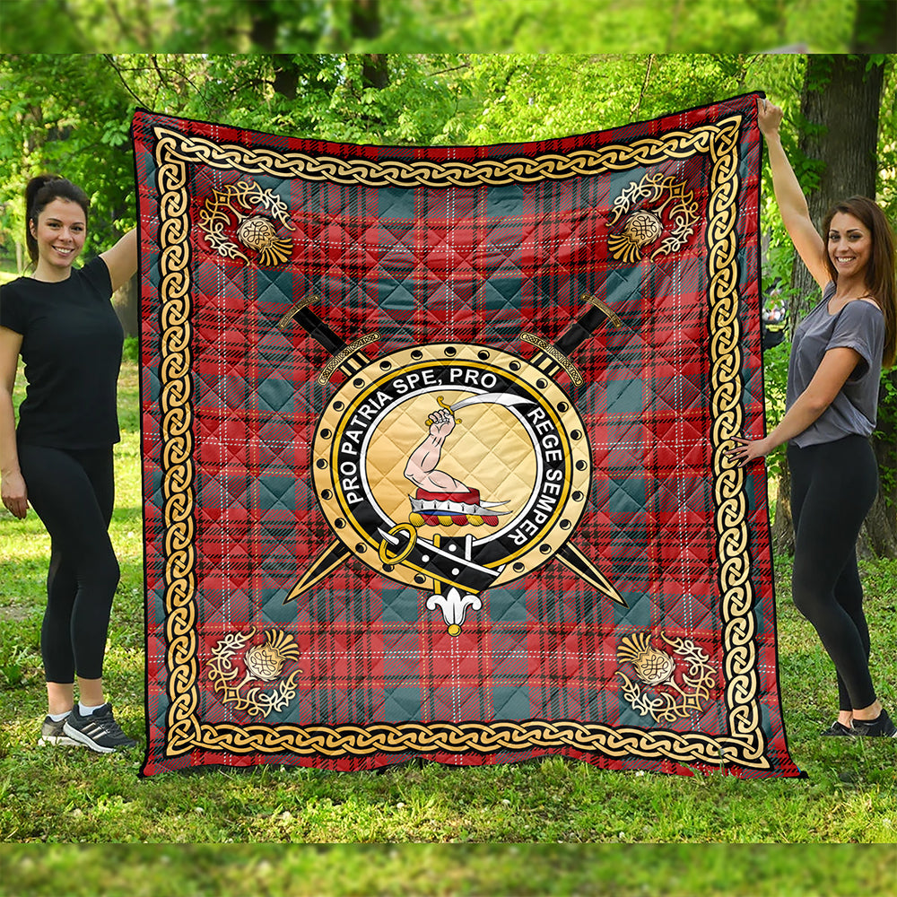 Ainslie Clan Badge Tartan Premium Quilt Celtic Shield