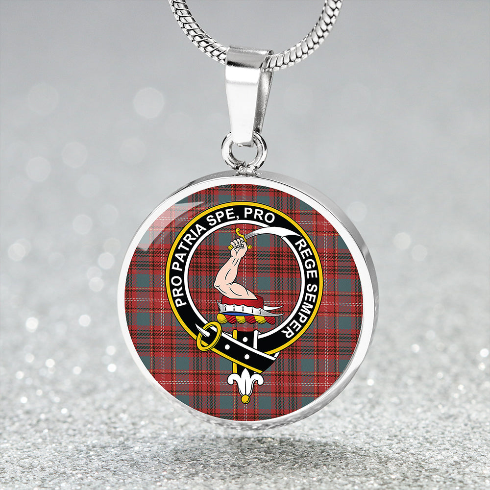 Ainslie Weathered Clan Badge Tartan Classic Circle Necklace