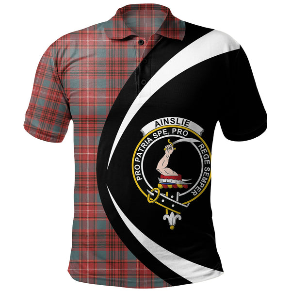 Ainslie Weathered Clan Badge Tartan Polo Shirt Circle Style Personalized