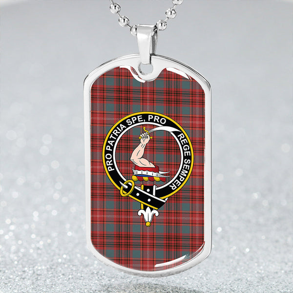 Ainslie Clan Badge Classic Tartan Dog Tag Necklace