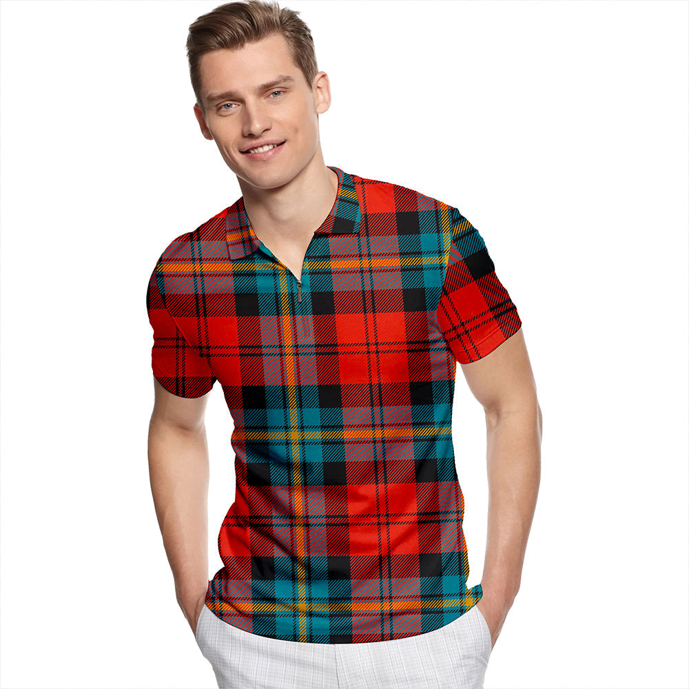 Aitken Ancient Tartan Classic Lapel Zip Short Sleeve Polo