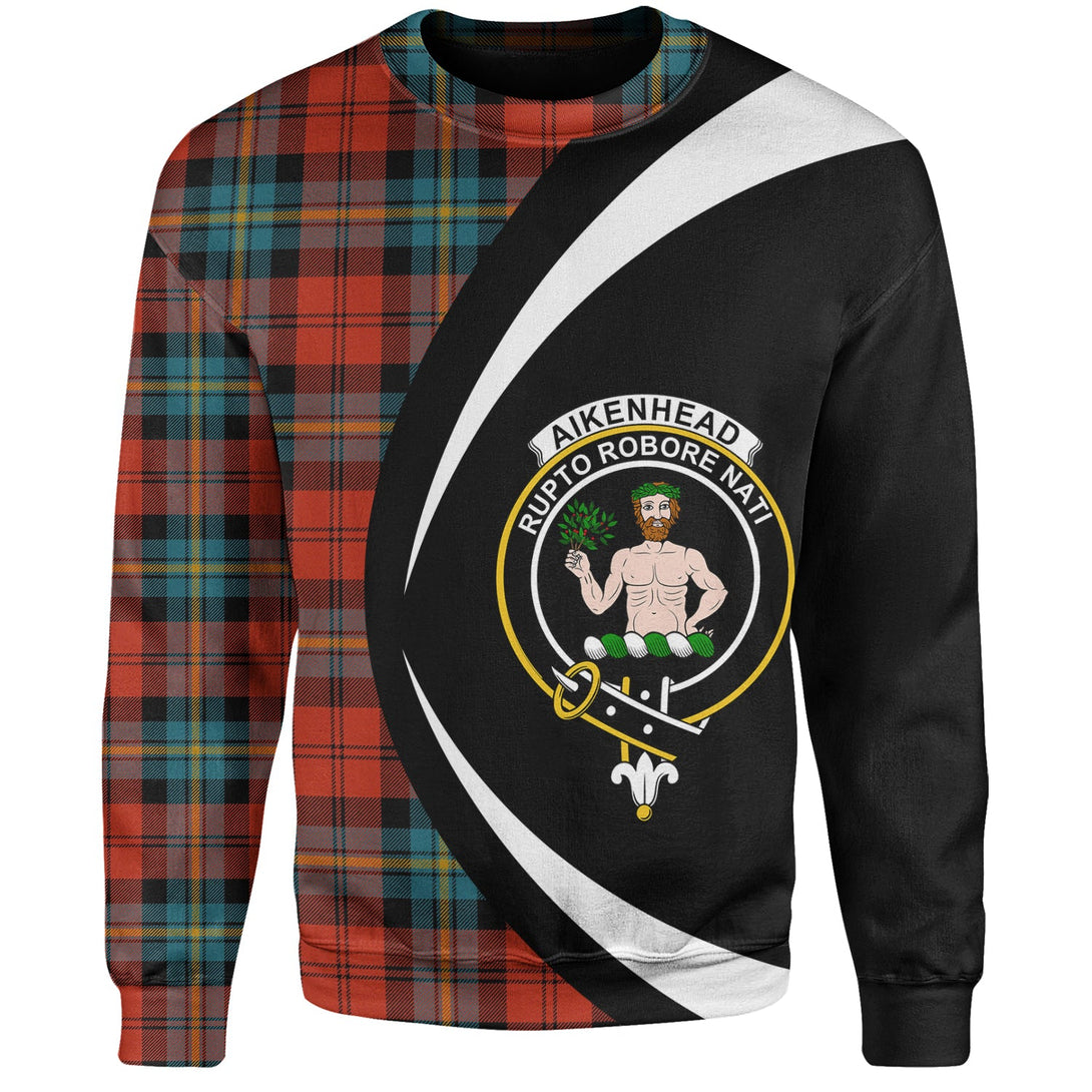 Aitken Ancient Clan Badge Tartan Sweatshirt Circle Style Personalized