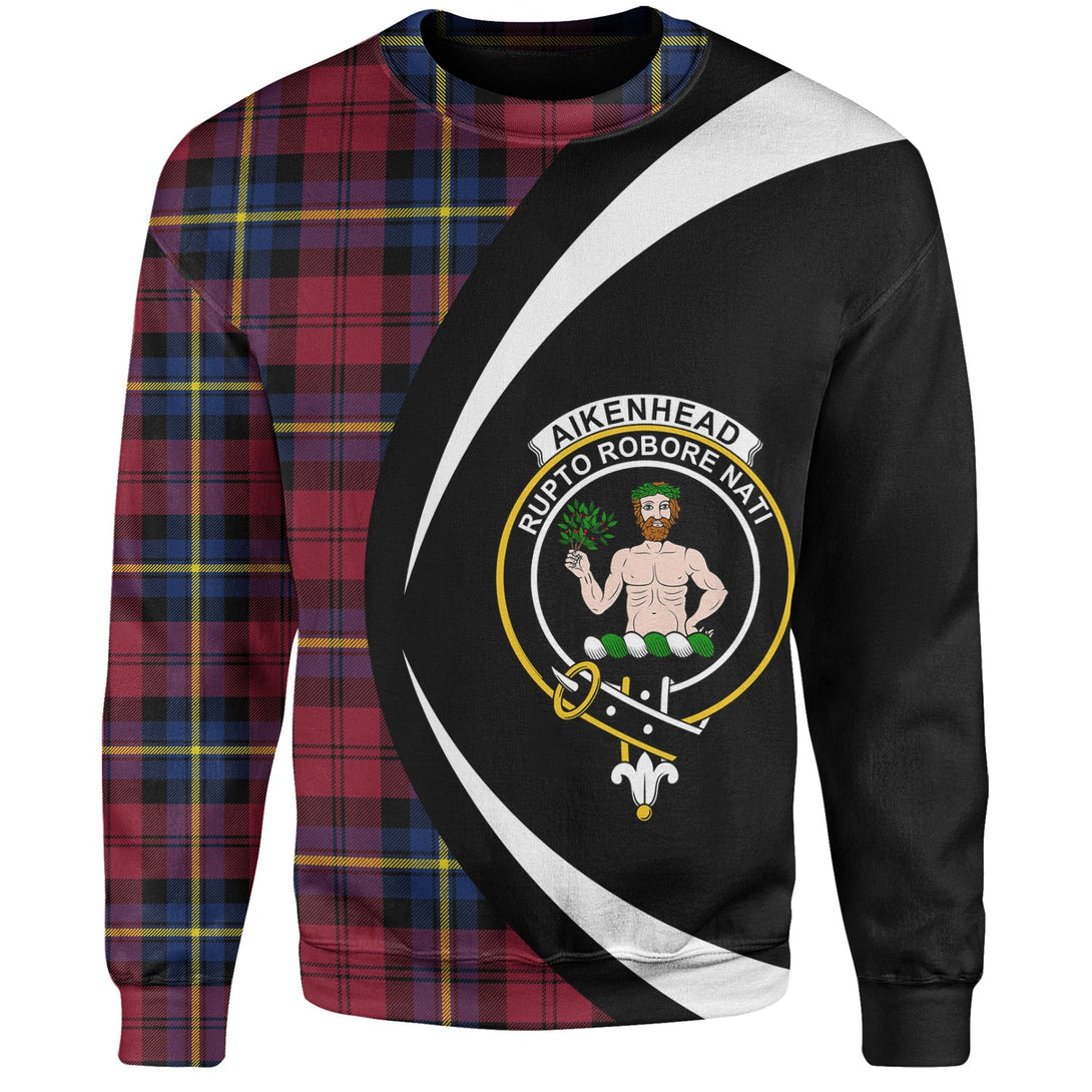 Aitken Modern Clan Badge Tartan Sweatshirt Circle Style Personalized