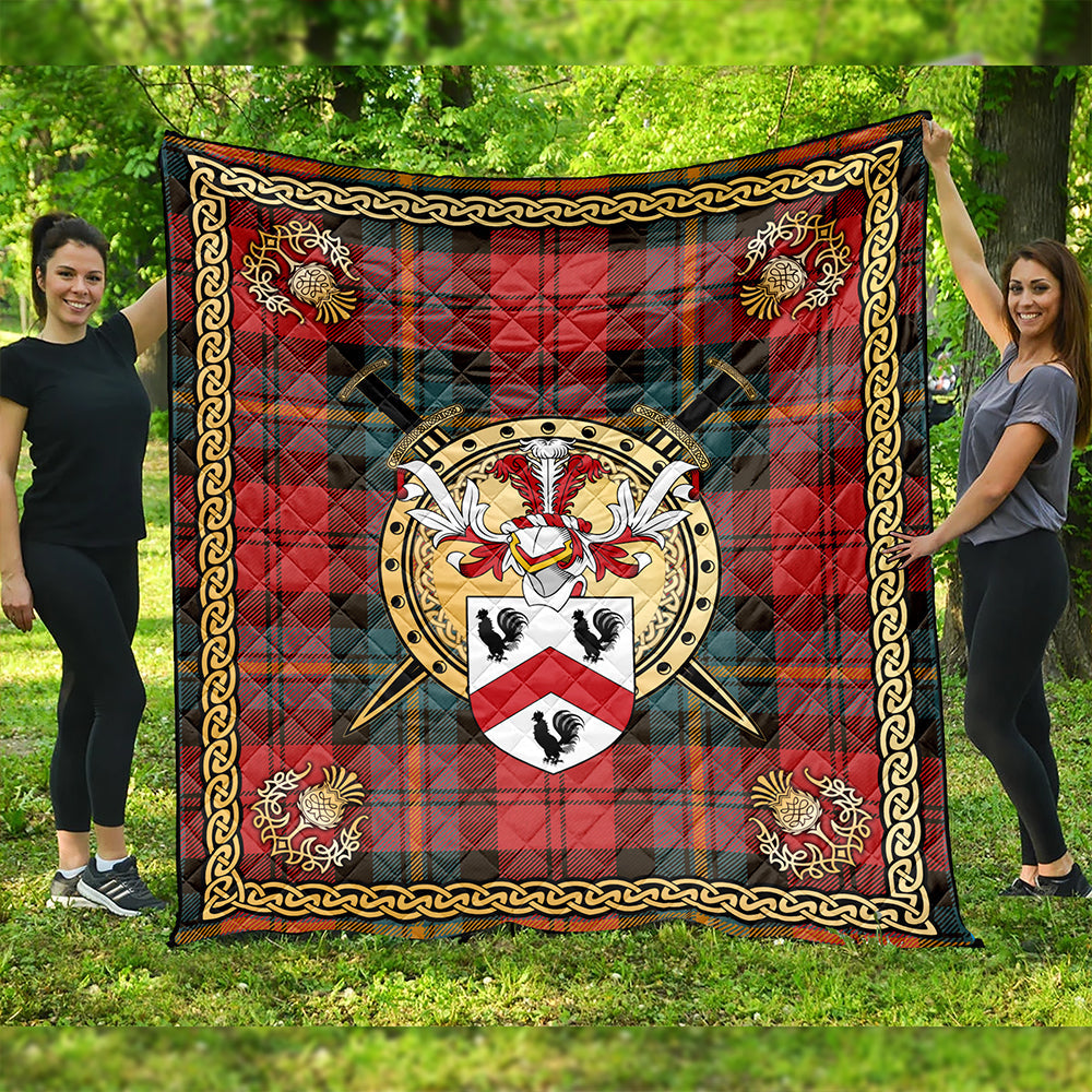 Aitken Weathered Clan Badge Tartan Premium Quilt Celtic Shield