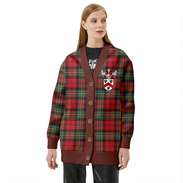 Aitken Weathered Clan Badge Tartan V-neck Cardigan