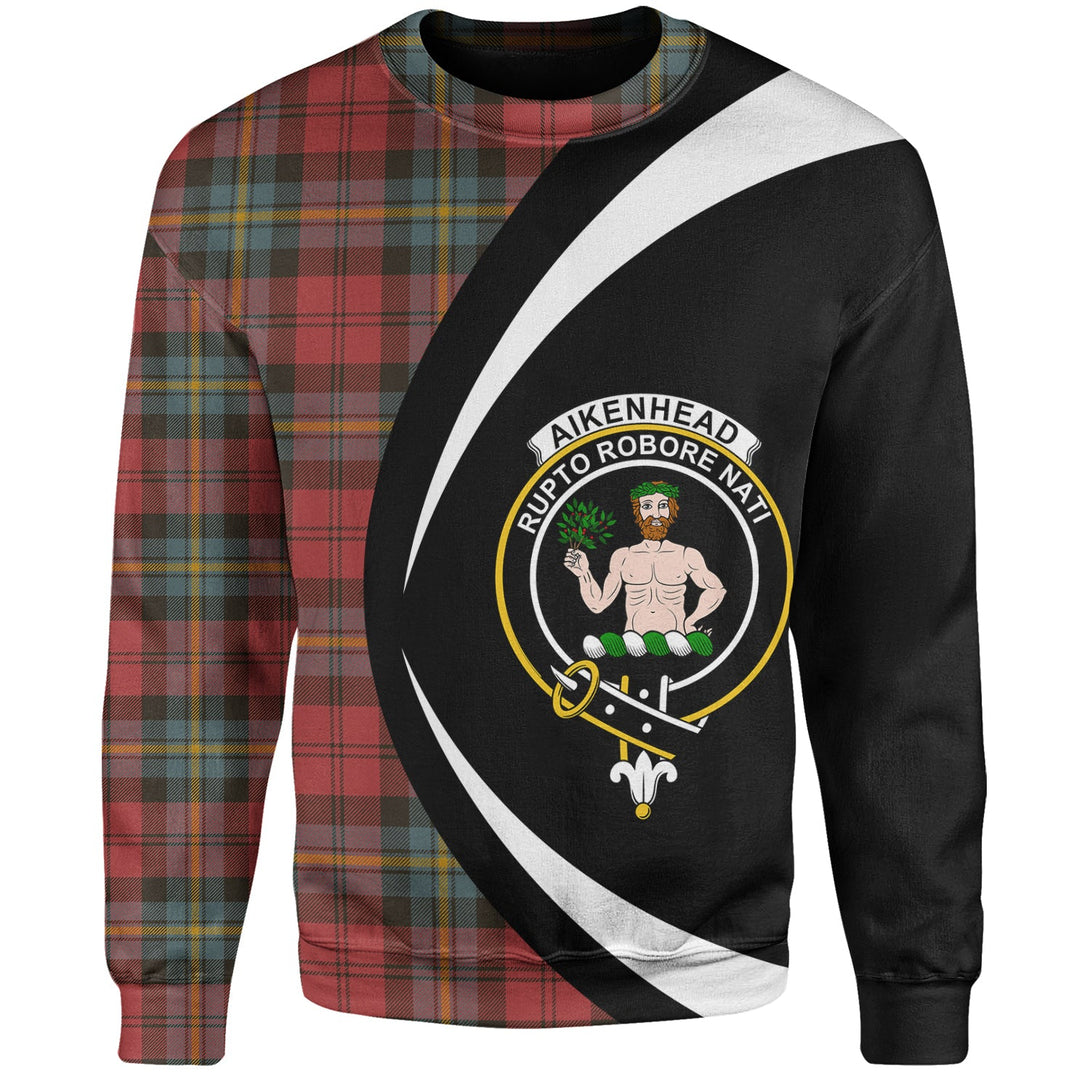 Aitken Weathered Clan Badge Tartan Sweatshirt Circle Style Personalized