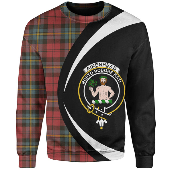 Aitken Weathered Clan Badge Tartan Sweatshirt Circle Style Personalized